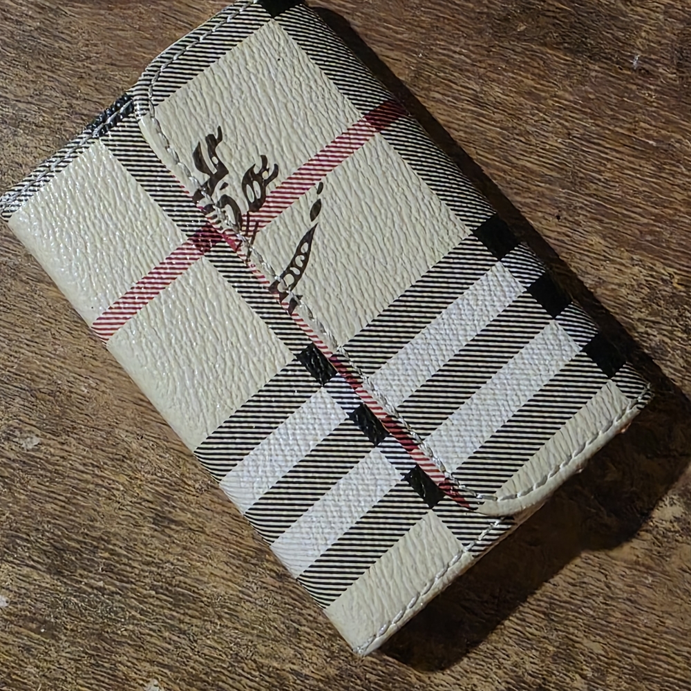 Burberry Card Wallet in Cream, Black & Red